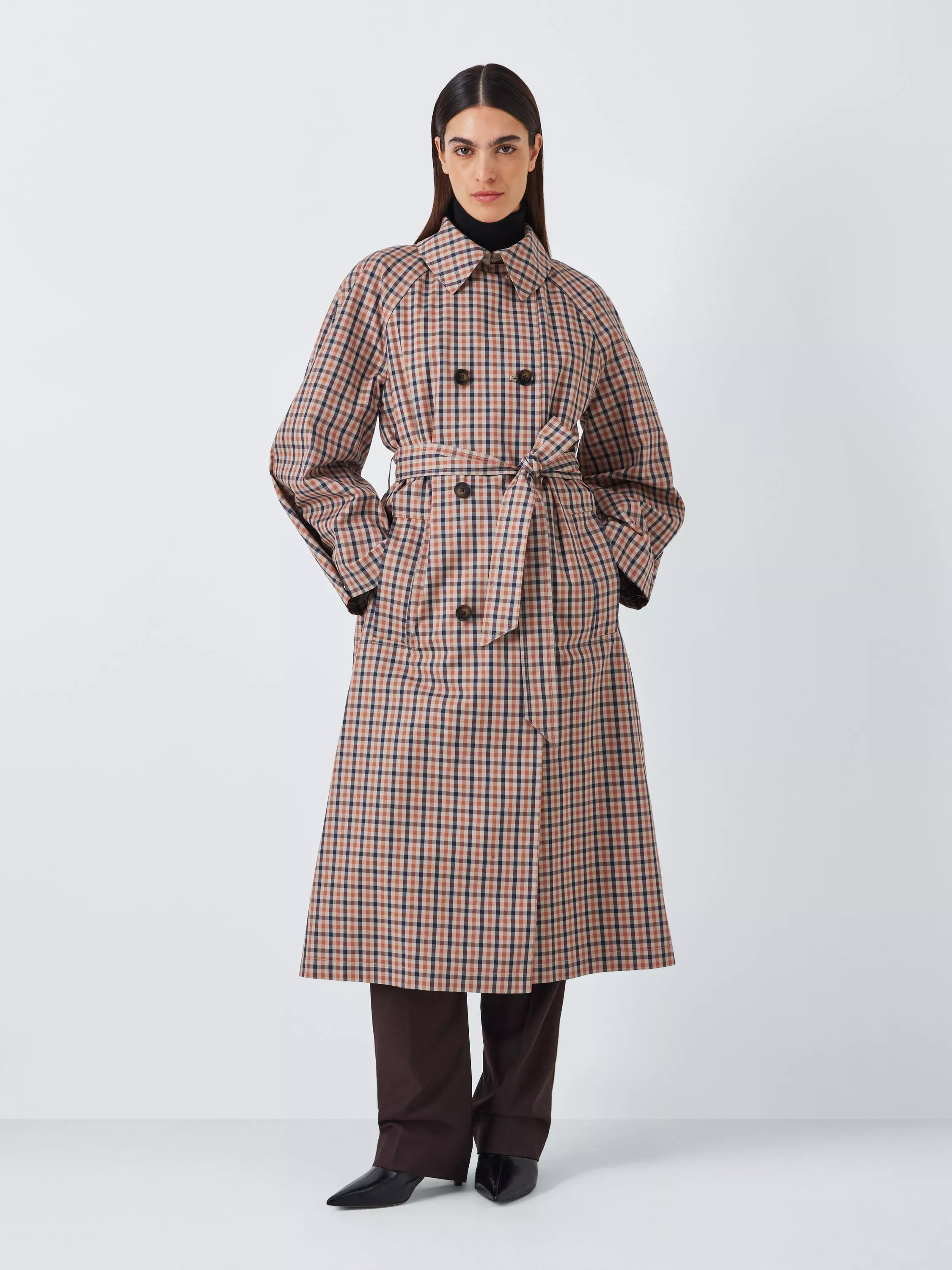 John LewisFluid Check Trench Coat, Multi | John Lewis (UK)