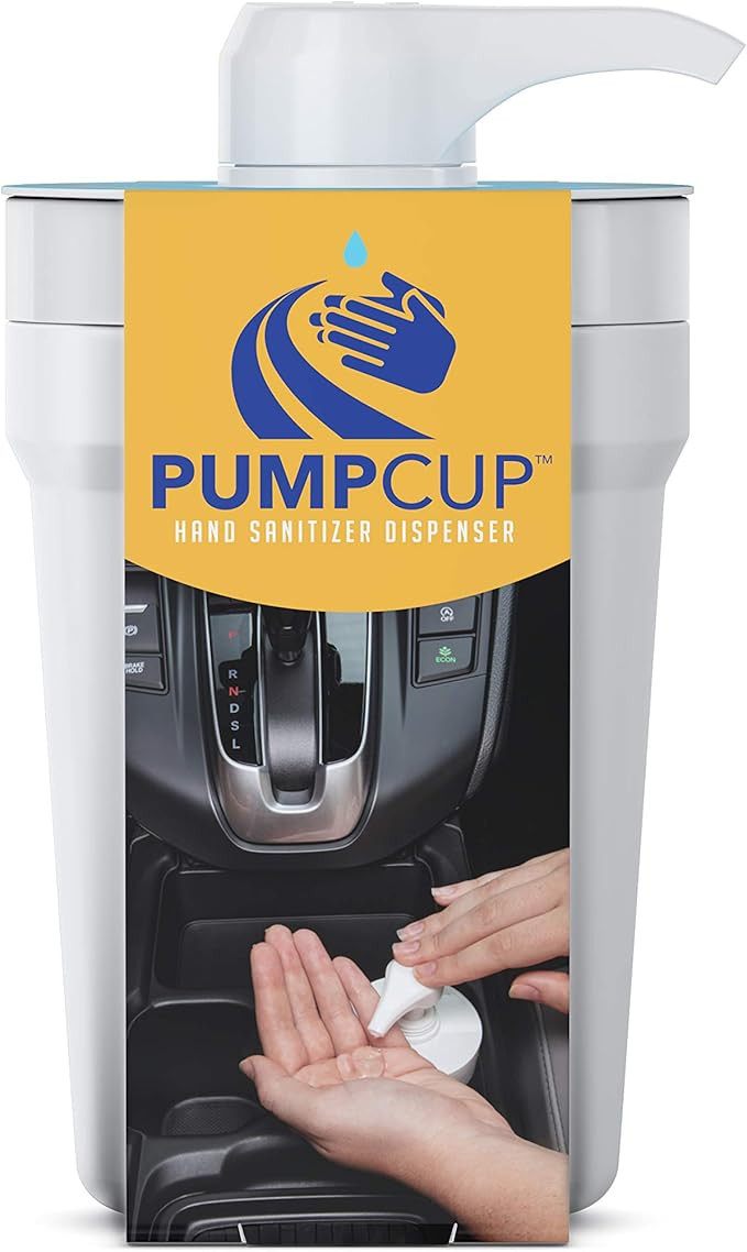 PumpCup Portable Hand Sanitizer Dispenser for Car Cup Holders (White) | Amazon (US)