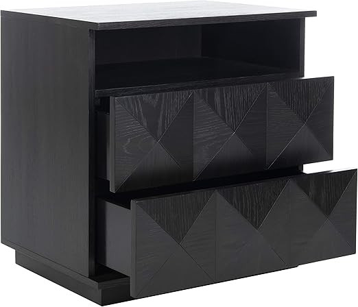 Safavieh Couture Home Patty Modern Black 2-drawer Nightstand | Amazon (US)