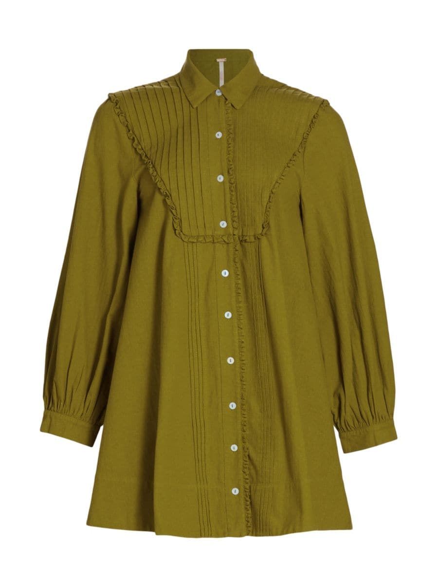 Cherry Pin-Tucked Cotton Shirtdress | Saks Fifth Avenue