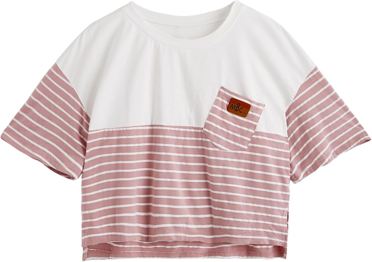 SweatyRocks Women's Color Block Half Sleeve High Low Casual Loose T-Shirt Tops | Amazon (US)