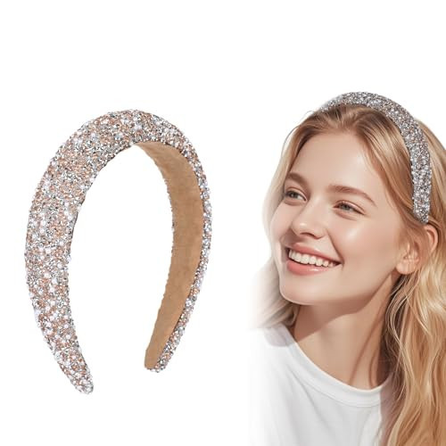 Glitzer Haarreif Damen​​ Strass Haarreif Breit, Haarreifen Damen Elegant, Haarschmuck Strass Breit Haarband Stirnbänder für Frauen Mädchen Geburtstagsgeschenk Hochzeit Braut Haarschmuck(Champagner) | Amazon (DE)
