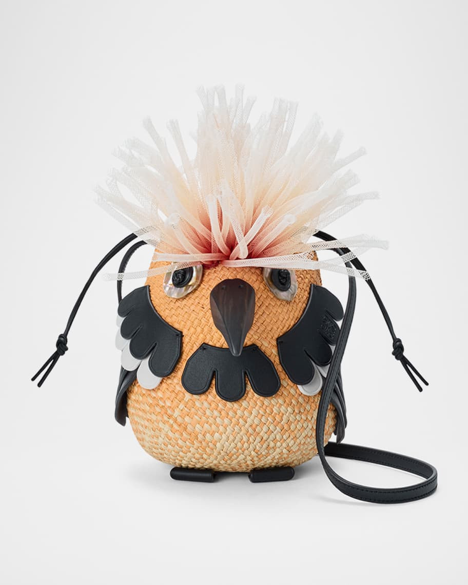 x Paula's Ibiza Woven Bird Crossbody Bag | Neiman Marcus