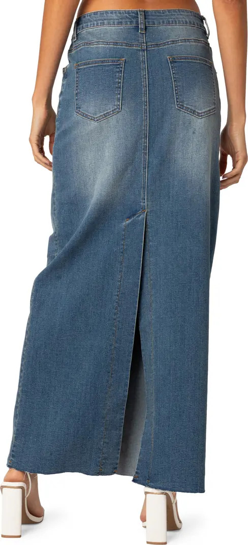 Elowyn Denim Maxi Skirt with Back Slit Detail | Nordstrom