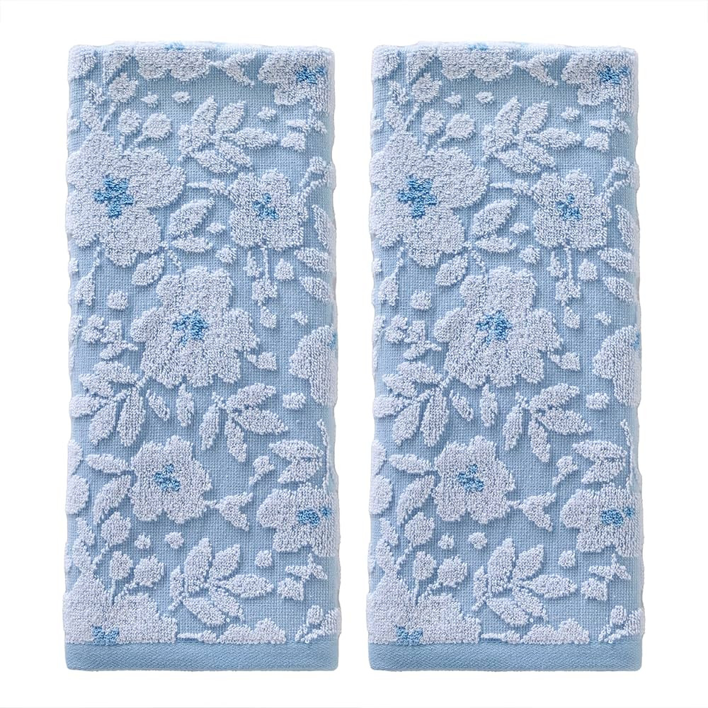 SKL Home Floral Jacquard Hand Towel Set, Sky Blue, 2 Count | Amazon (US)