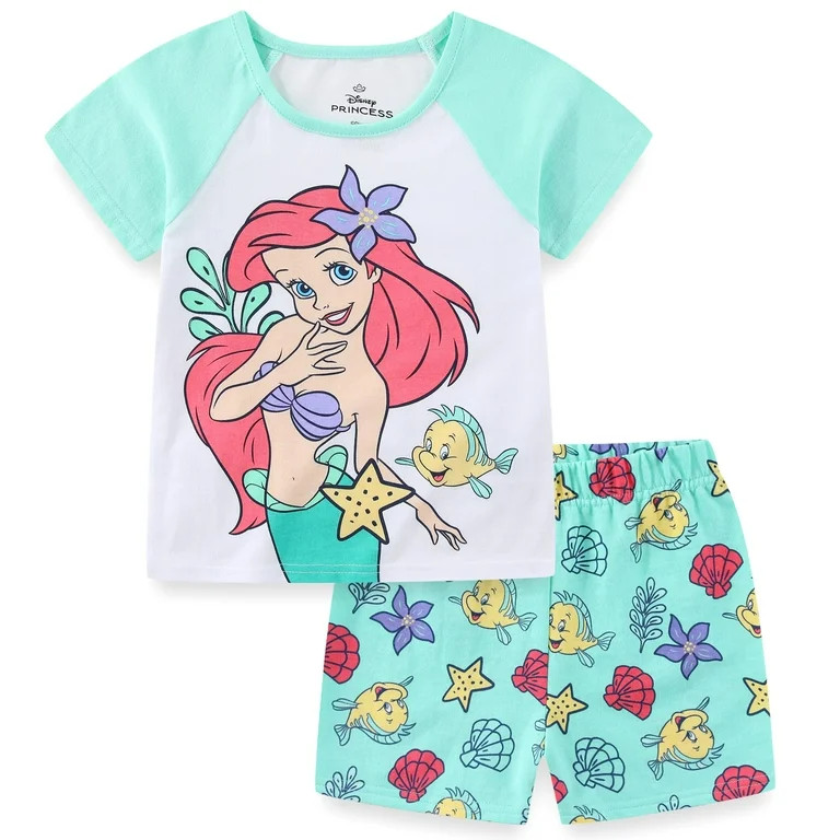 Disney The Little Mermaid Short Sleeve T-Shirt and French Terry Shorts Set (Girls), 2 Piece Set, ... | Walmart (US)