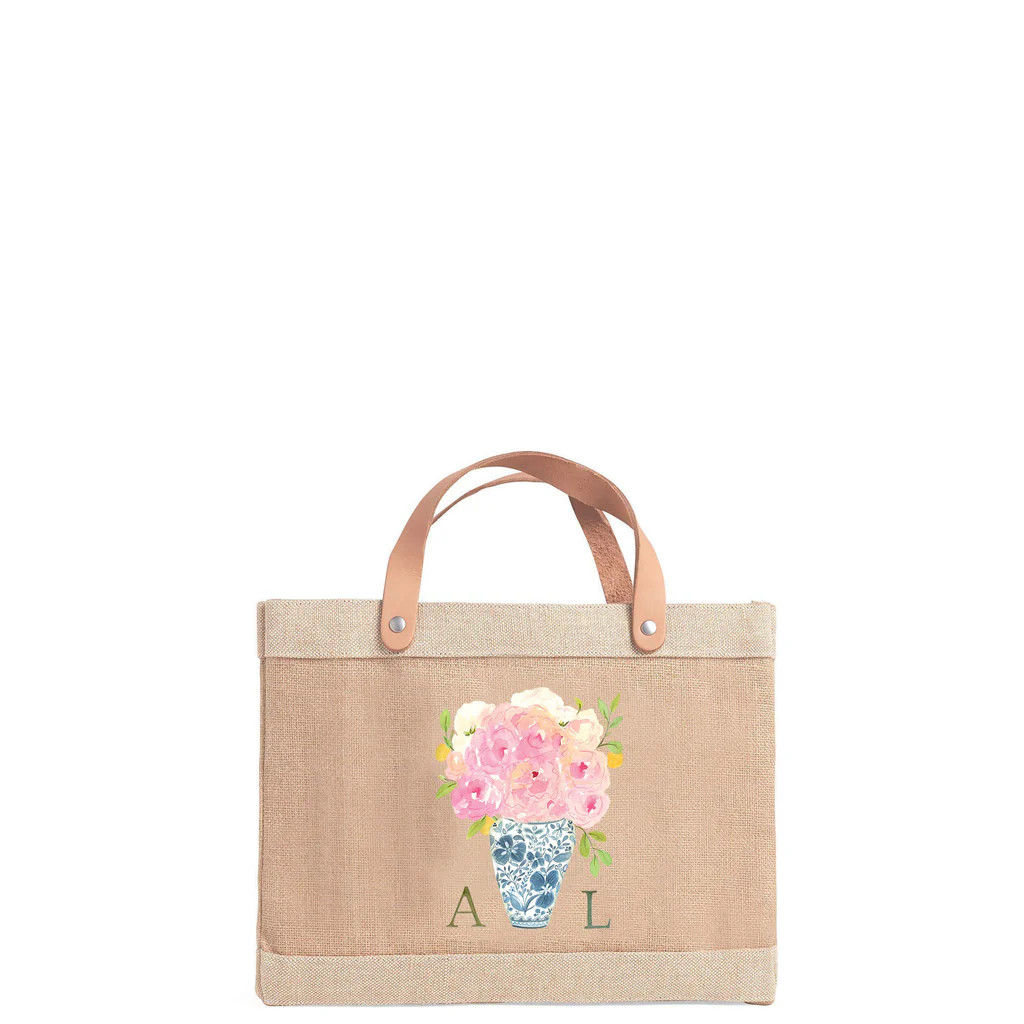 Petite Market Bag in Natural Bouquet with Porcelain Vase by Amy Logsdon | Apolis