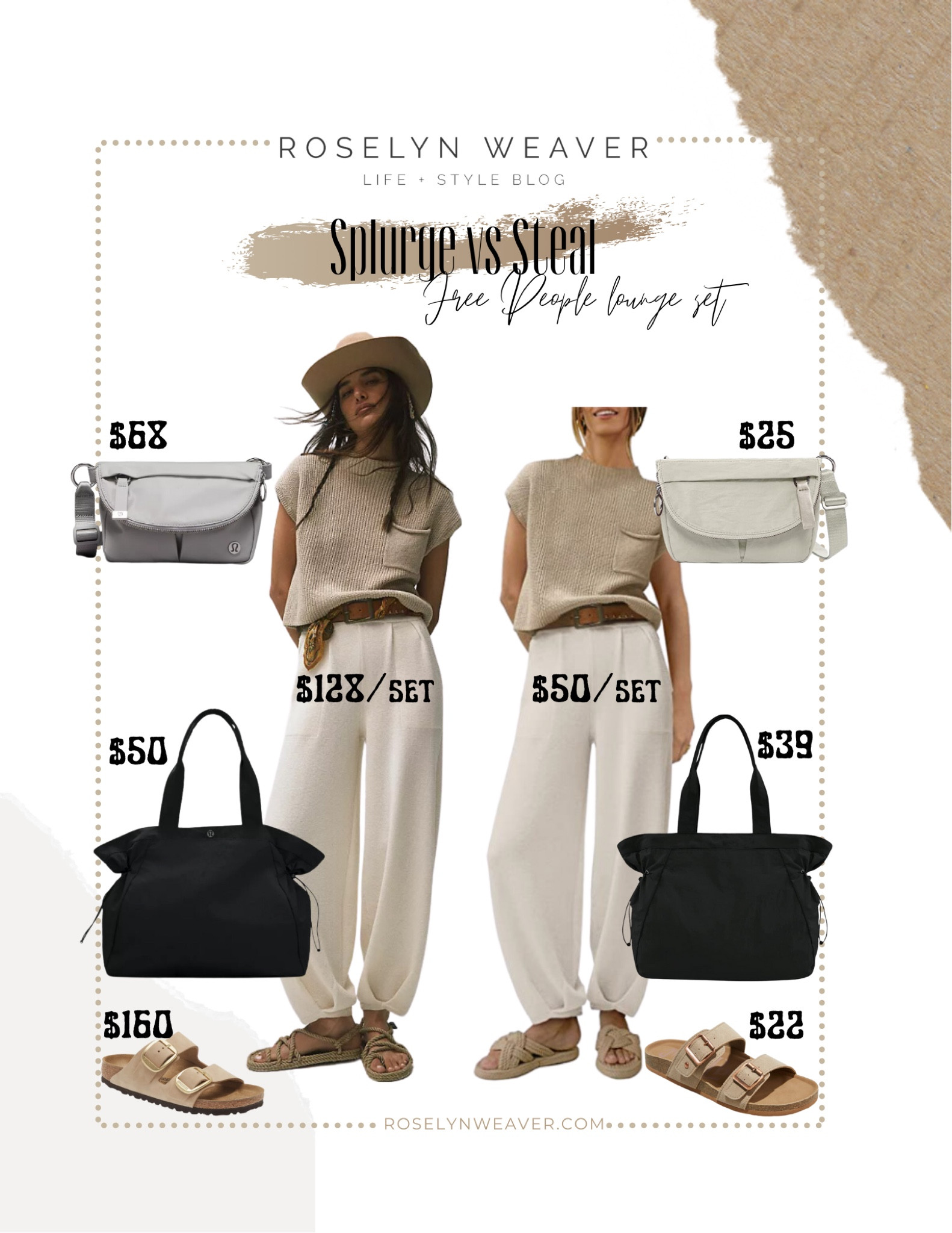 Splurge va Save - Free people freya sweater set 

Lululemon bag, festival bag, shipper bag, slide sandals, lounge set, felt hat

#LTKunder50 #LTKstyletip #LTKunder100