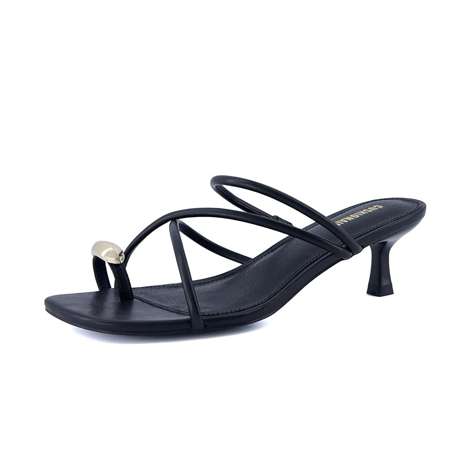 CUSHIONAIRE Maui Strappy Womens Sandals with Kitten Heels – Vegan Leather Slip On Dress Sandals... | Amazon (US)