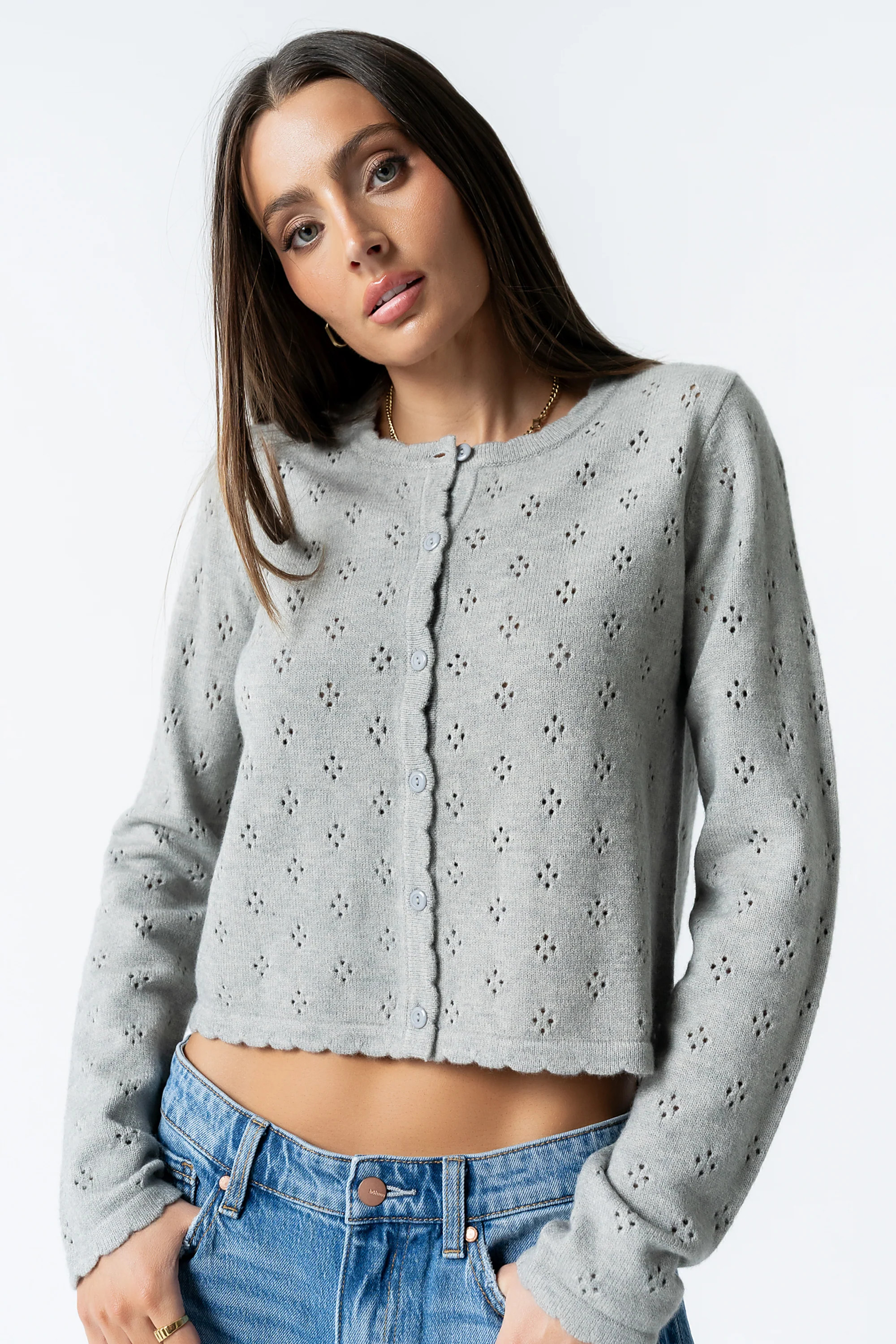 Kandy Scalloped Sweater in Grey | Böhme US