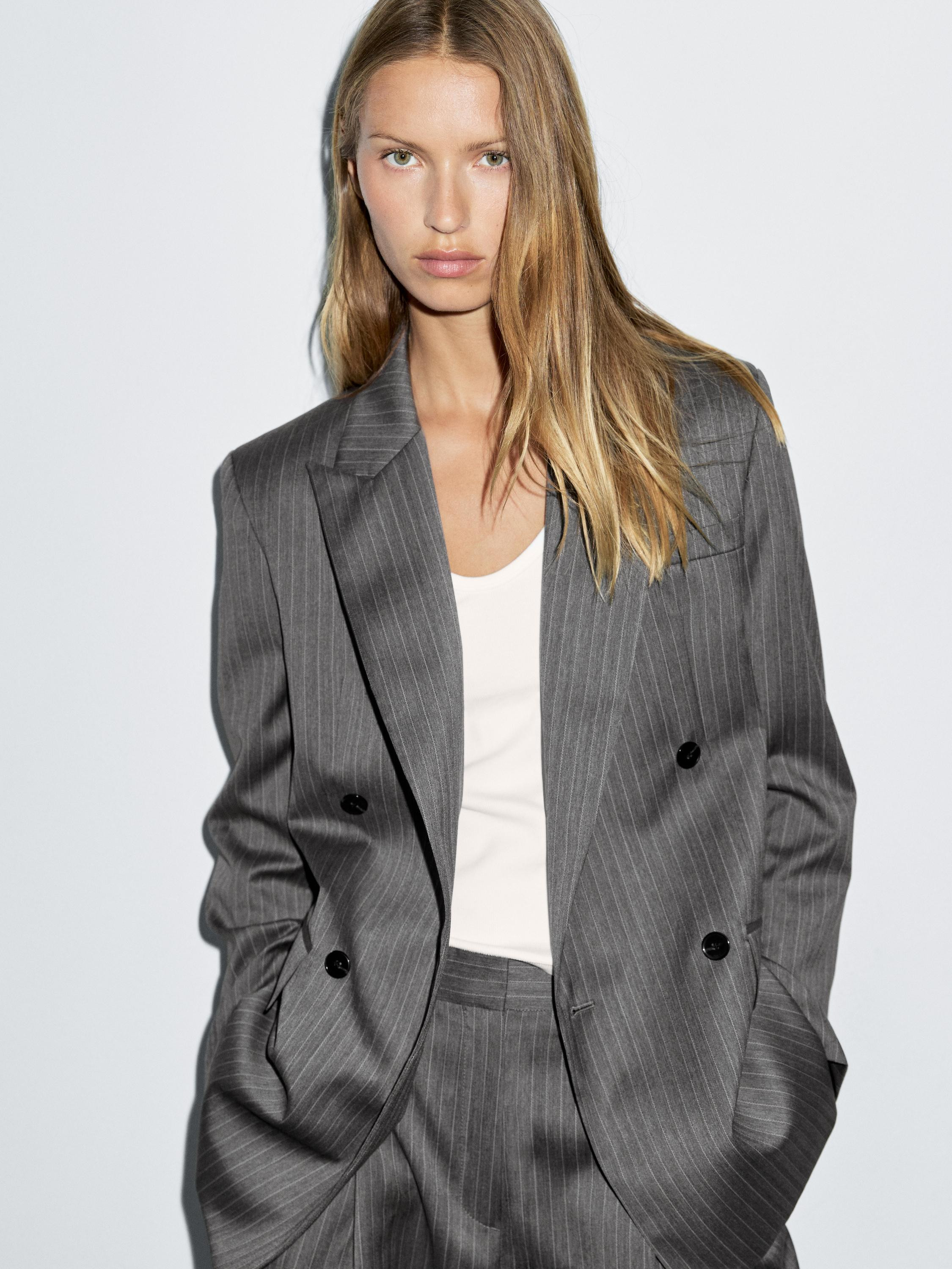 Blazer à rayures tennis en laine | Massimo Dutti FR