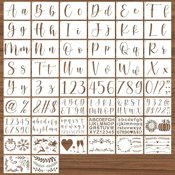 BAMIDELE Letter Stencils for Painting on Wood, 50 Pcs Calligraphy Alphabet Drawing Templates with... | Amazon (US)