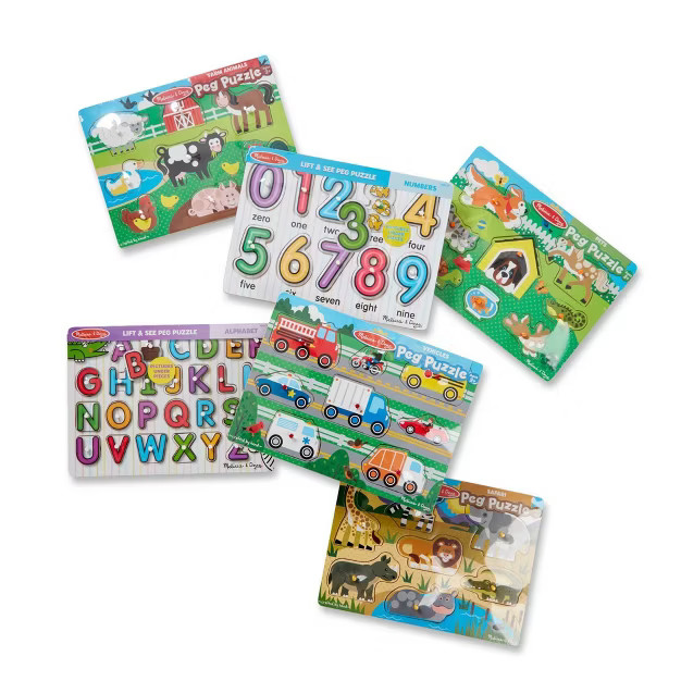 Melissa & Doug Peg Puzzle Set - 6 Puzzles | Target