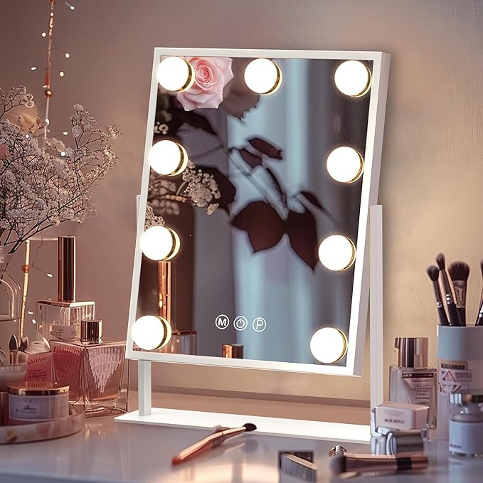 Fenair Vanity Makeup Mirror with Lights with 10X Magnification Lighted Hollywood Mirror with 9 LE... | Amazon (US)