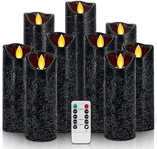 Halloween Black Fllickering Flameless Candles Home Decor Battery Operated Flame Wick with Remote ... | Amazon (US)