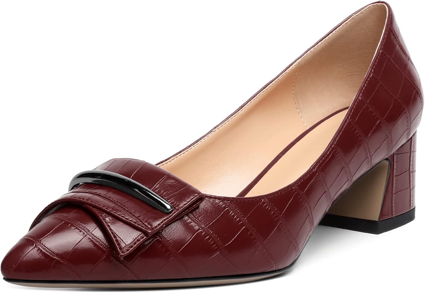 YODEKS Women's Chunky Heel Pumps Low Block Heel Pointed Toe Slip on Dress Pump Shoes for Work Cas... | Amazon (US)