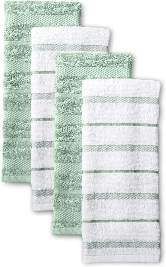 KitchenAid Albany Kitchen Towel 4-Pack Set, Pistachio/White, 16"x26" | Amazon (US)