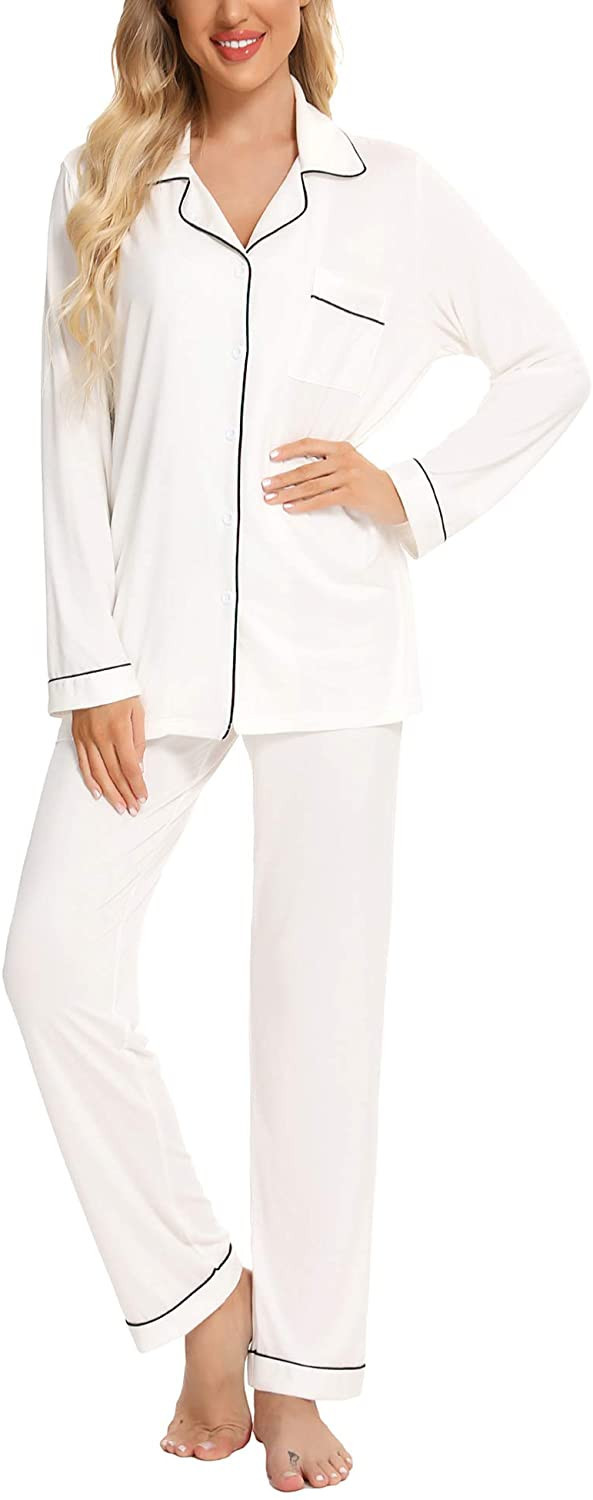 Samring Pajamas Women's Long Sleeve Sleepwear Button Down Pj Sets Soft Loungewear Pajama Set for ... | Amazon (US)
