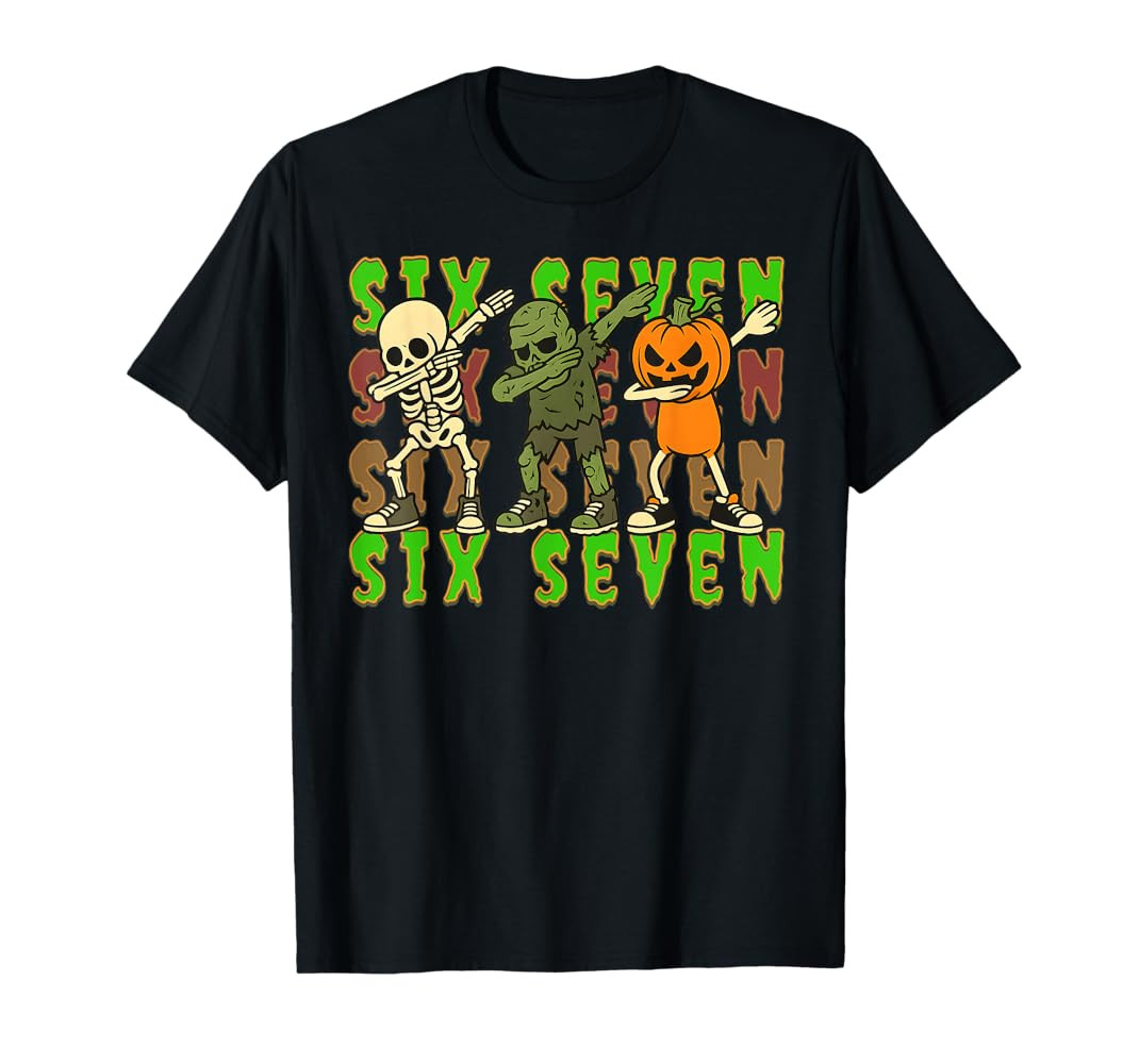 67 Halloween Meme Six Seven Dabbing Skeleton Zombie Pumpkin T-Shirt | Amazon (US)
