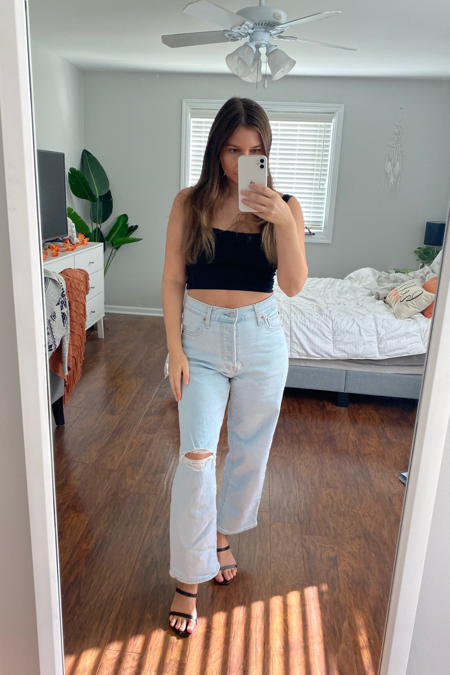 Obsessed with these jeans 🥰  Levi’s ribcage jeans, Levi’s jeans, straight ankle jeans, ripped jeans, high waisted jeans, black heels, strappy heels, Levi’s WOMENS jeans, amazon jeans, amazon fashion, amazon pants 

#LTKstyletip #LTKunder100 #LTKsalealert