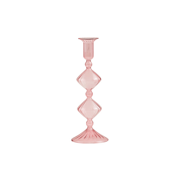 Pink Glass Taper Holder | Mud Pie