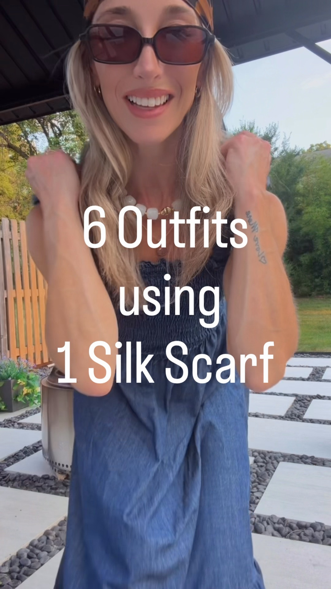1 Silk Scarf 👉🏻 6 Different Outfits! 

What’s your favorite way to tie a silk scarf?! COMMENT 👇🏻

sizing 💁🏼‍♀️
🧣  mulberry silk scarf: 26”x26” 
    *it should fit around the waists of ppl who wears jeans size 27 or smaller (i wear size 26 jeans)

👗  smocked dress (TTS): Small
🥿  jellies (TTS)


💙   Tap the heart if you like this ‘fit
💙   FOLLOW @homeswithchristina for more affordable fashion & home decor finds!


.
.
helpful styling tips to make the most out of your wardrobe!
outfit styling advice
styling tips
fall fashion
autumn fashion
Fall dresses
americana outfit inspo
fall outfit inspo
fall fashion finds
mary janes
jellies
denim dress
date night outfits
travel outfits
wrinkle resistant dresses
women’s sunglasses
Trendy women’s Outfits Fall
retro sunglasses
#fashiontipsforwomen #amazonfashionfinds #fallaccessories #falloutfitinspo  #backtoschooloutfits

#LTKgrwm #LTKootd #LTKSeasonal