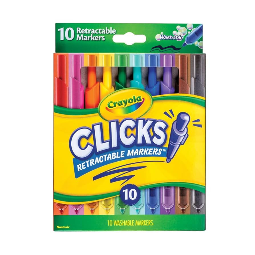 Crayola Clicks Retractable Tip Markers (10ct), Stocking Stuffers for Kids & Toddlers, Cone Tip Wa... | Amazon (US)