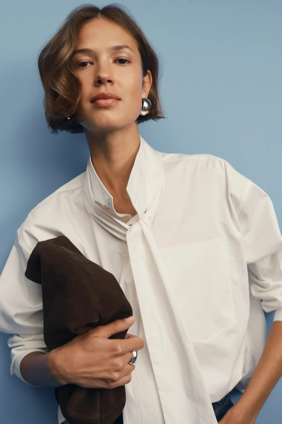 Maisie Pussybow Shirt - White | WYSE London
