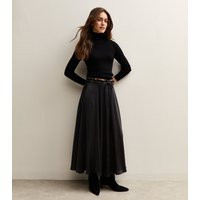 Women's Petite Black Satin Drawstring Circle Skirt New Look | New Look (UK)