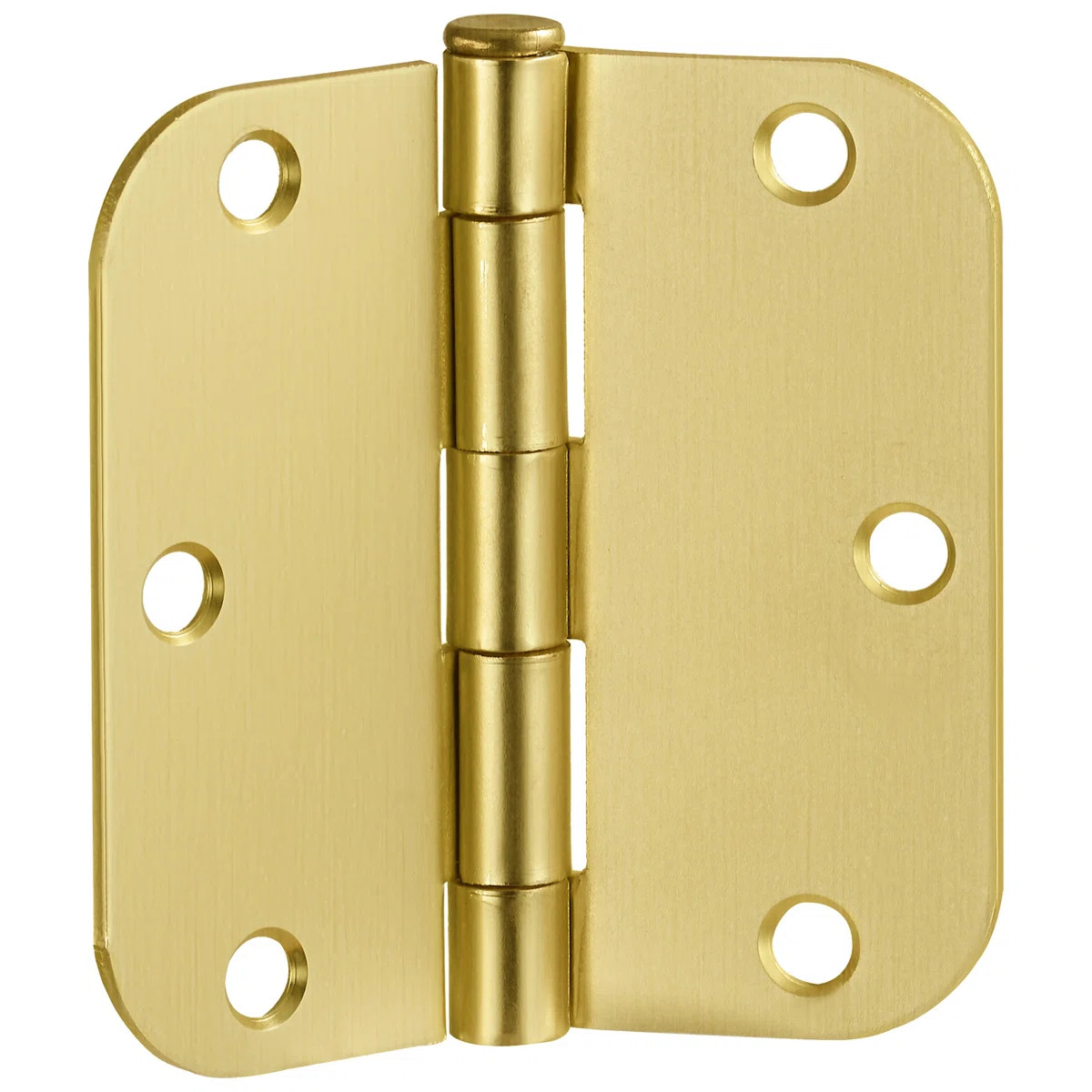 Door Hinge In Satin Brass, 3.5-Inch, 5/8-Inch Radius, 9-Pack (Set of 9) | Wayfair North America