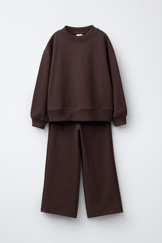 INTERLOCK SWEATSHIRT AND WIDE LEG PANTS SET | Zara US