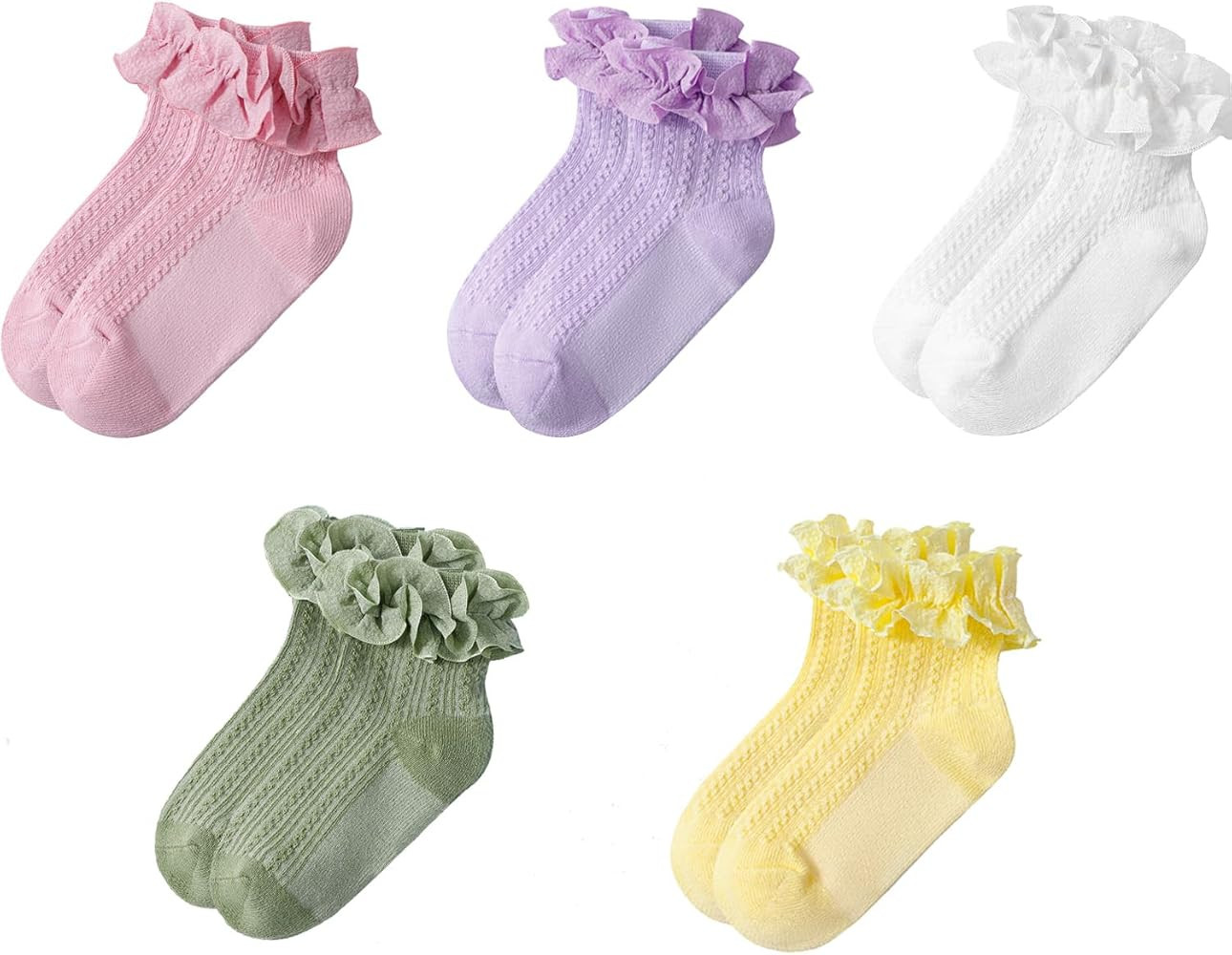 Toddler Girl Socks Toddler Ruffle Sock Girls 2t-3t Baby Infant Dress Lace White Frilly Ruffle Soc... | Amazon (US)