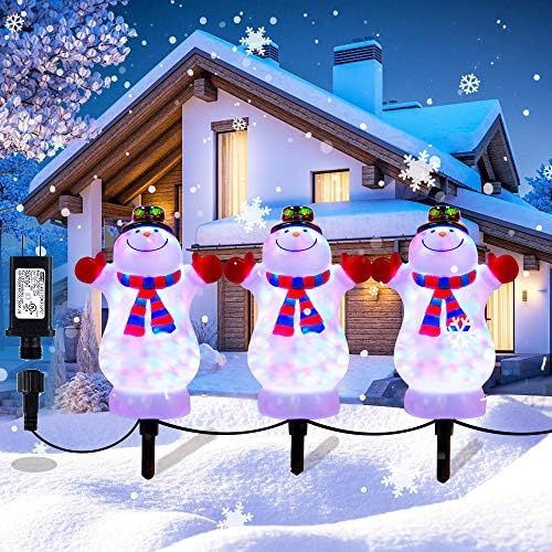 Christmas Pathway Lights Outdoor Decoration, Snowman Landscape Path Lights, HueLiv 3 PCS LED Snow... | Amazon (US)
