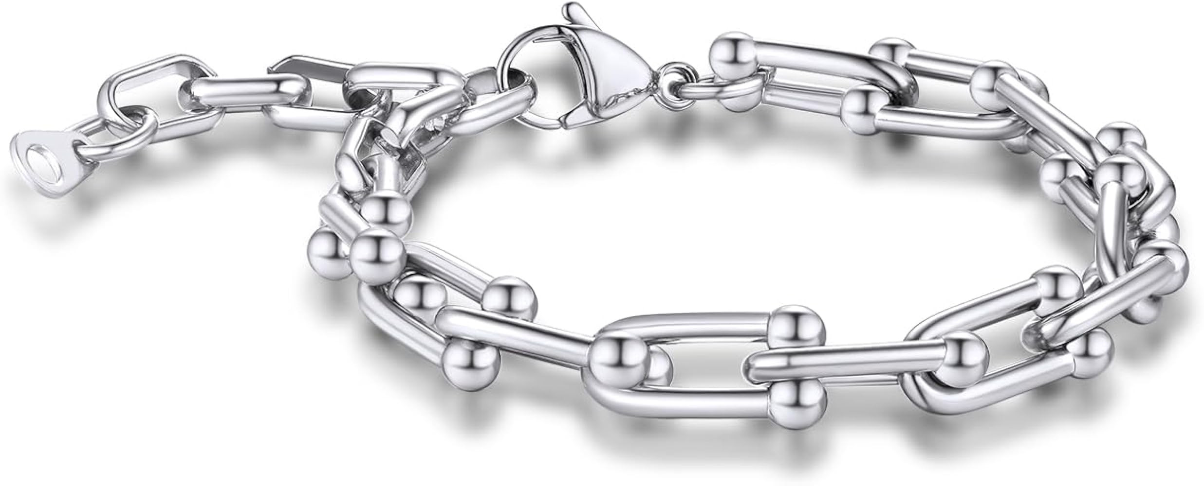 KeyStyle Paperclip Chain Choker for Women, 6 mm U Shaped Link Bracelet Anklets, Minimalist Chains... | Amazon (US)
