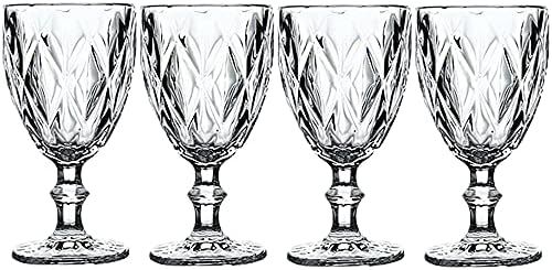 Amazon.com | Red Wine Glasses Set of 3 or Set of 4 Wedding Party Colored Glass Goblets 10 Ounce Embo | Amazon (US)