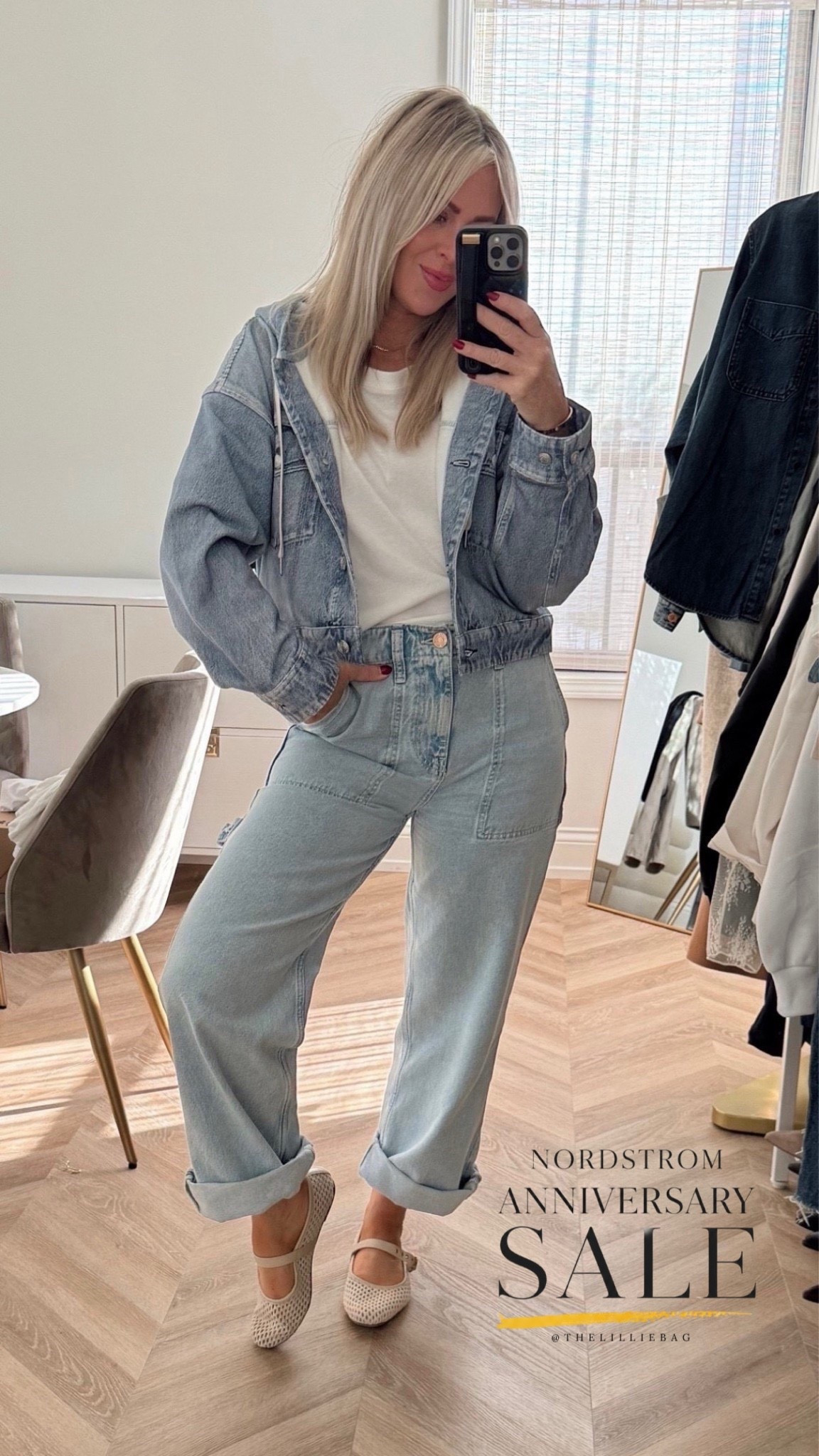 A denim on denim moment 💙  my jacket is 30% off but going quickly, jeans are part of the NSALE! $50 off. 

Denim jacket. Falls style. Jeans. Mesh ballet flats. Denim. Fall outfit. Fall casual.

#LTKootd #LTKSaleAlert