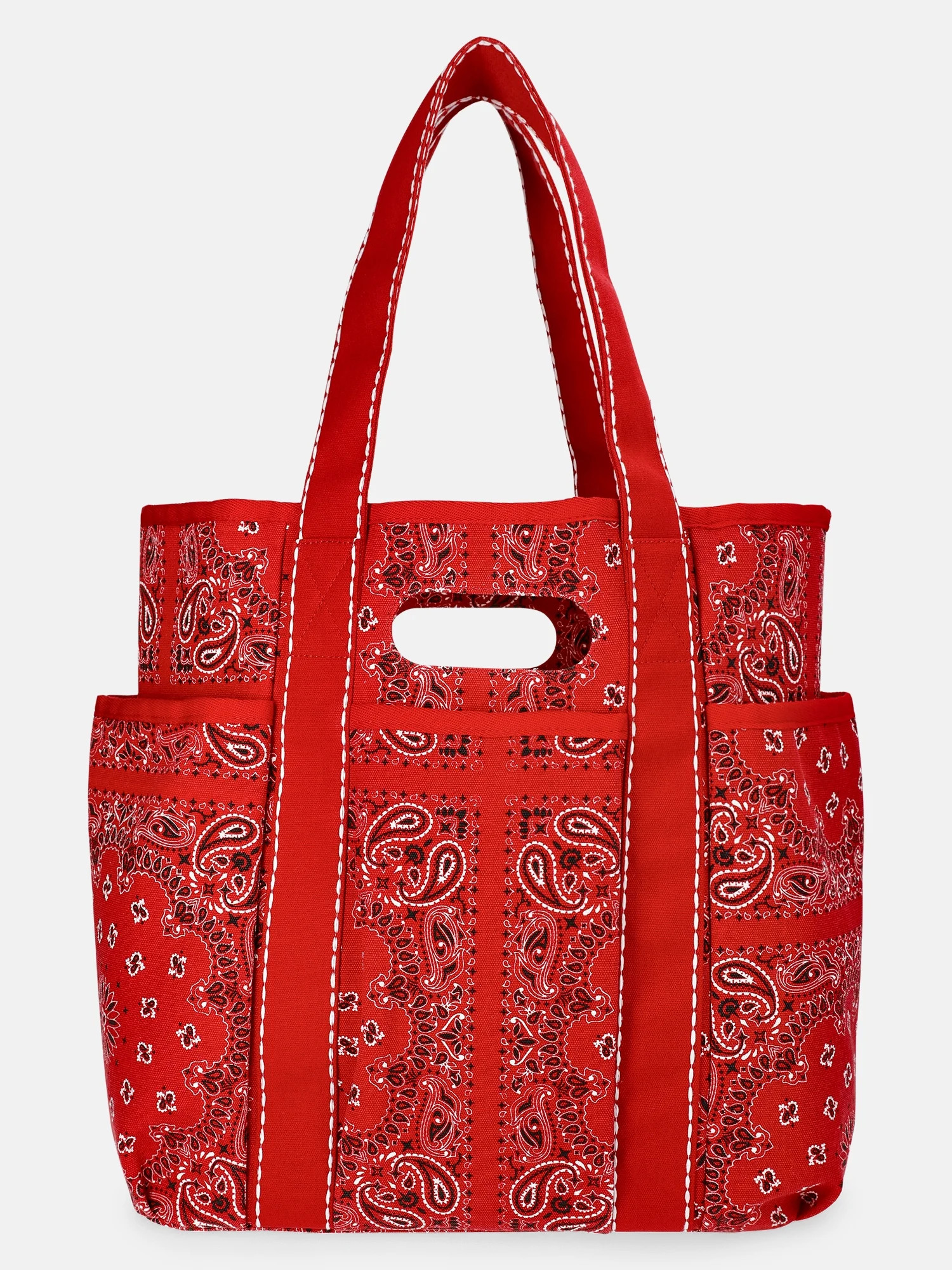 No Boundaries Women's Americana Cut Out Tote Bag, Red Bandana | Walmart (US)