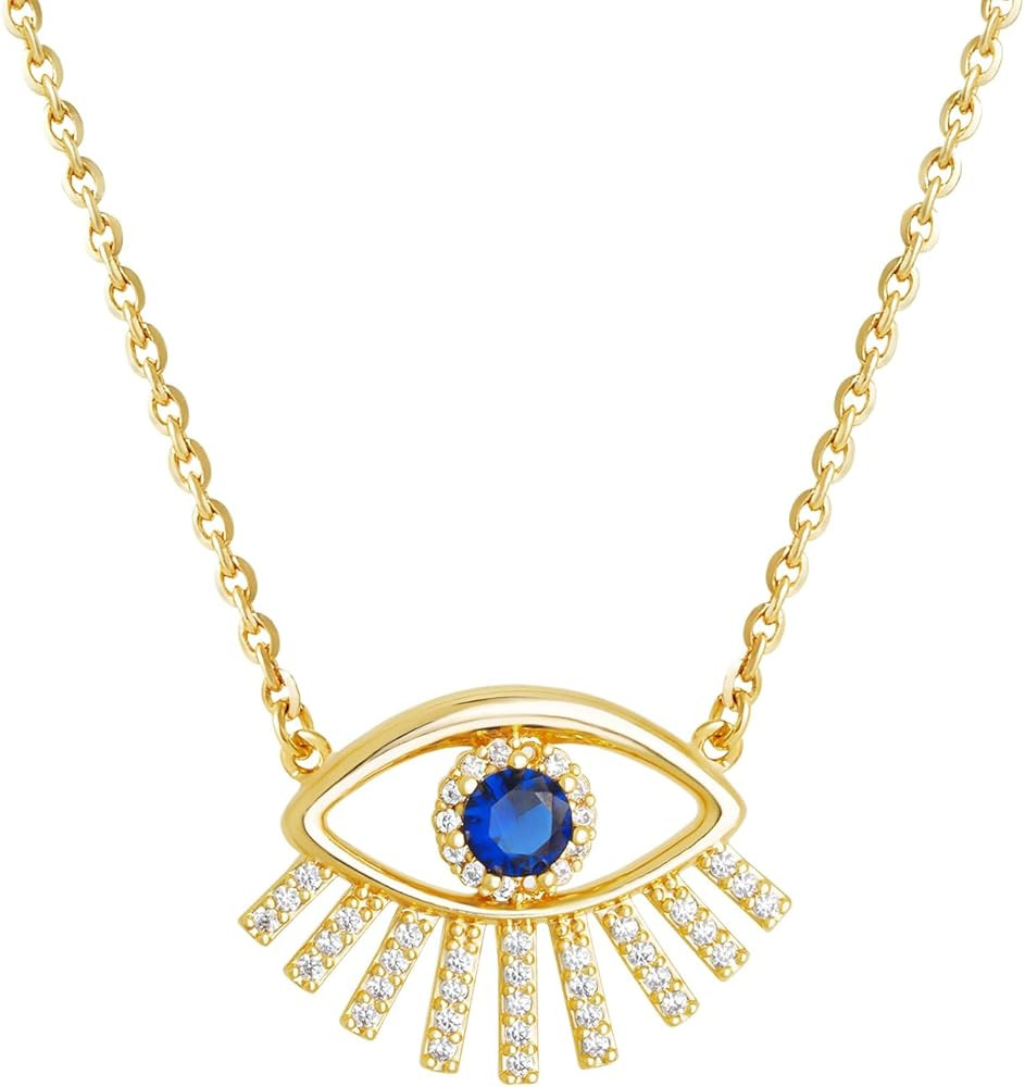 Dremmy Studios Gold Evil Eye Necklace for Women | 14K Gold Plated Cubic Zirconia Pave Evil Eye Ch... | Amazon (US)
