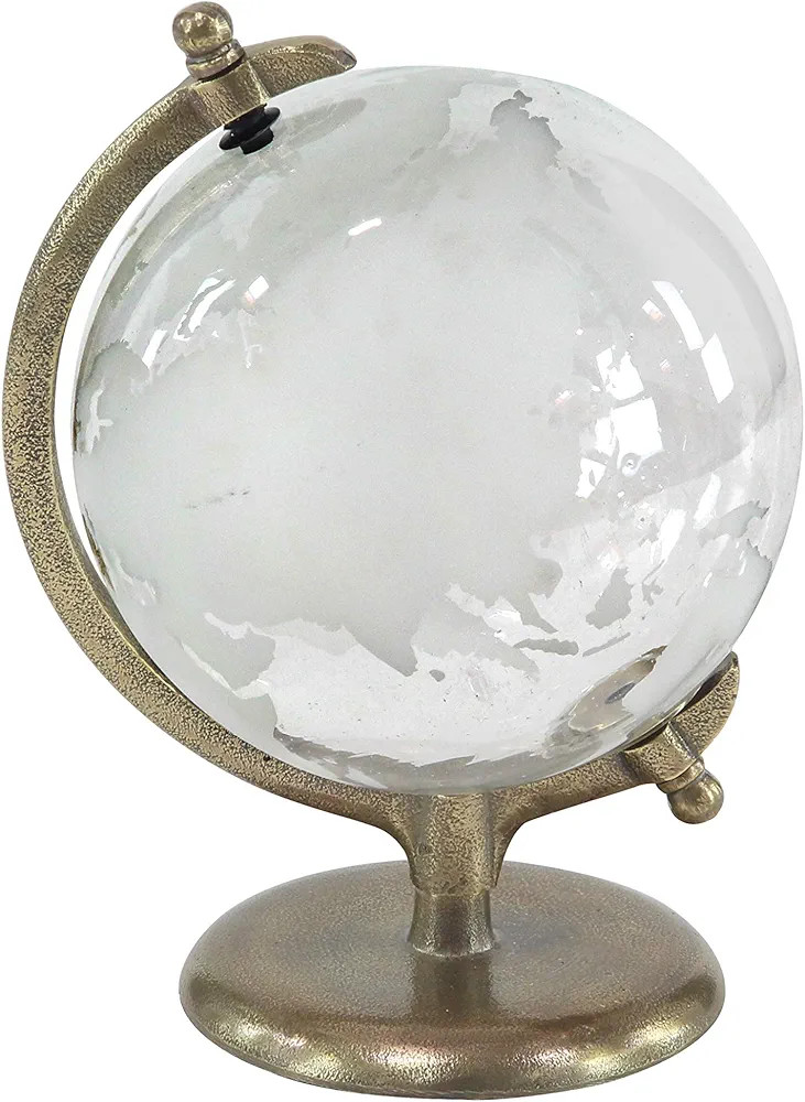 Deco 79 Aluminum Globe with Glass Globe, 9" x 8" x 12", White | Amazon (US)