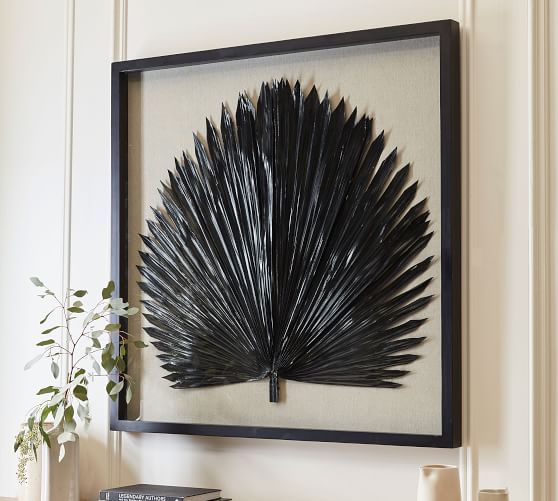 Palm Leaf Shadow Box Wall Art - Black | Pottery Barn (US)