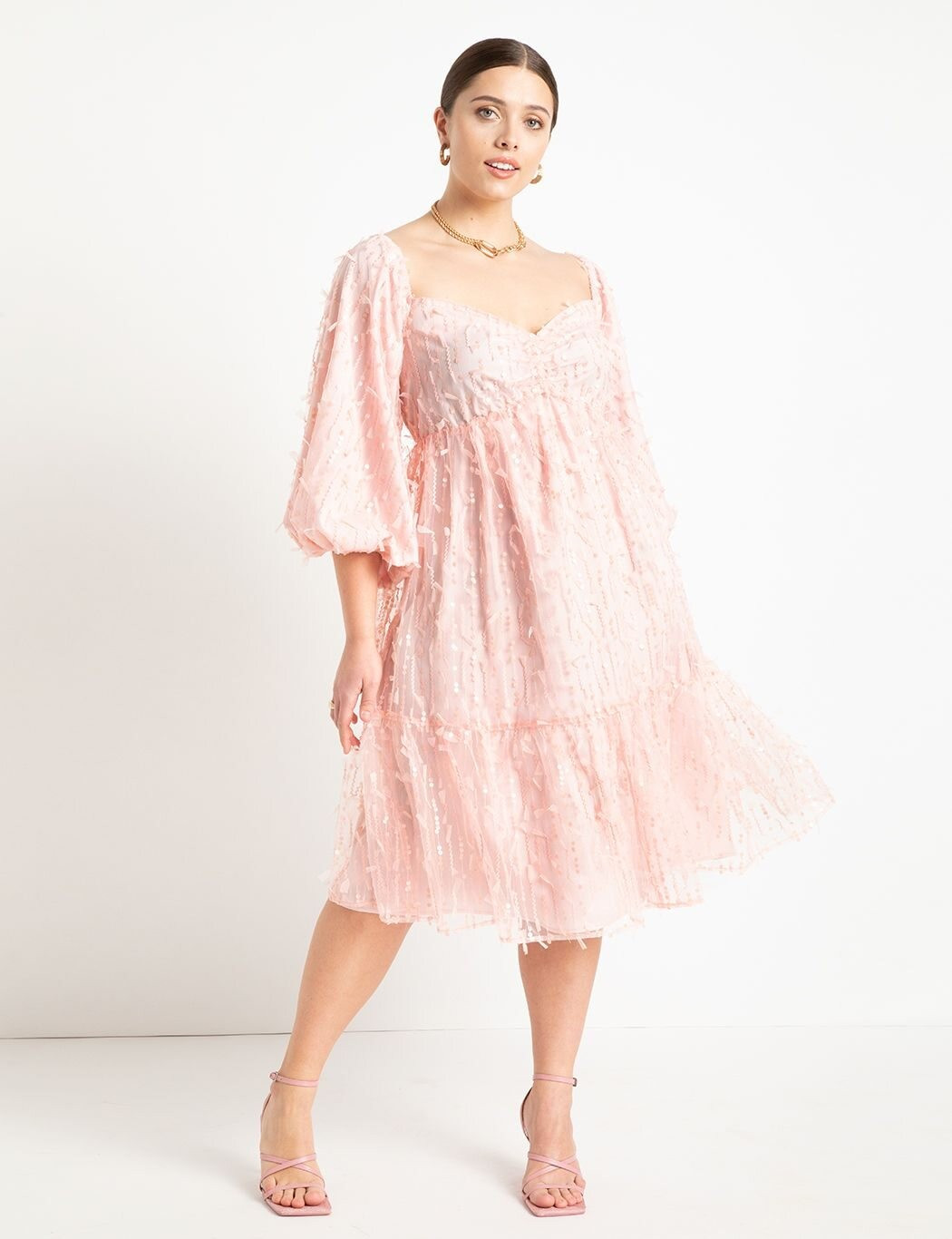 Off The Shoulder Textured Tulle Dress | Women's Plus Size Dresses | ELOQUII | Eloquii