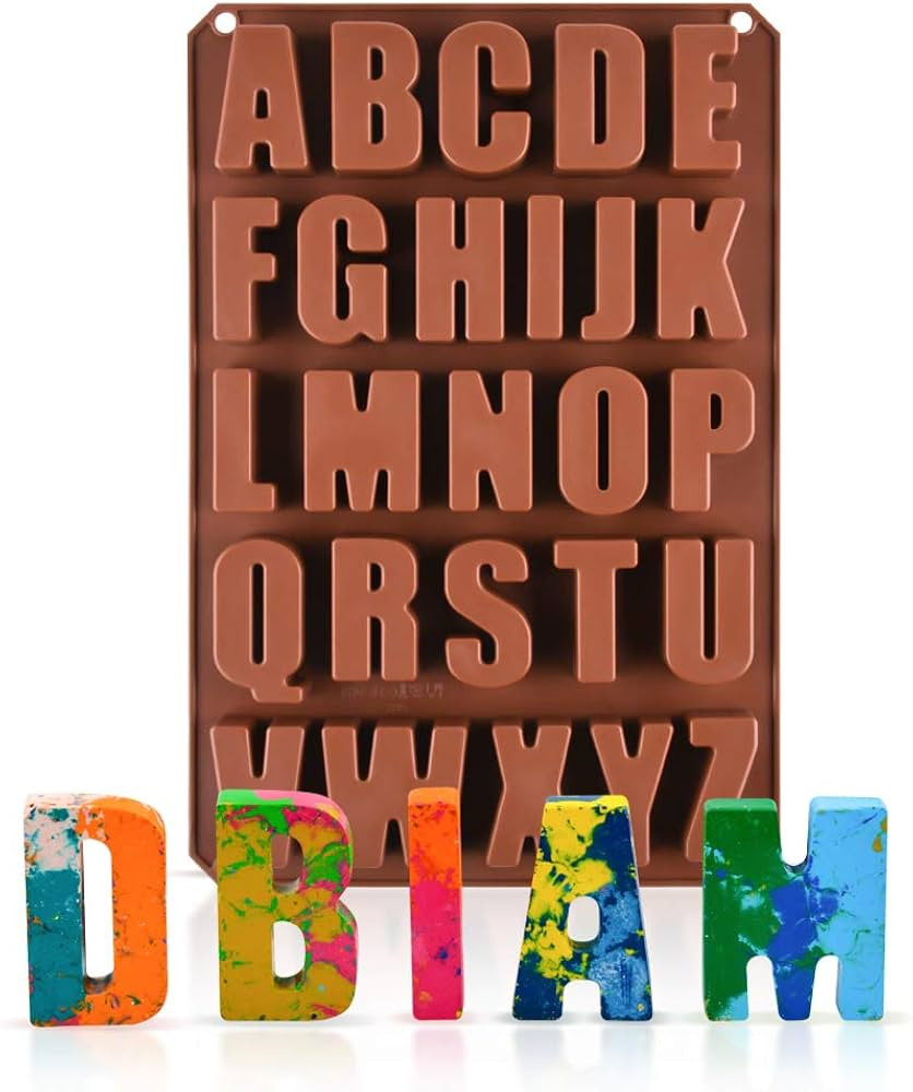 26 Cavities Large Letter Molds Silicone Alphabet Mold for Crayon, Resin, Chocolate, Candy, Wax, C... | Amazon (US)