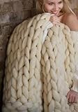 Chunky knit blanket, Knitted Weighted Blanket 40"x60", Handmade Weighted Merino Wool Blanket for Sle | Amazon (US)