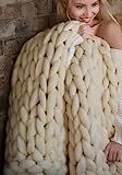 Chunky knit blanket, Knitted Weighted Blanket 40"x60", Handmade Weighted Merino Wool Blanket for Sle | Amazon (US)