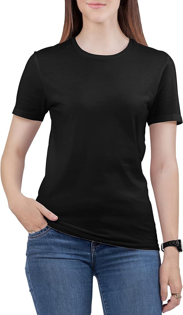 Love My Fashions Women's Round Neck Short Sleeves Plain Cotton T-Shirt | Amazon (UK)