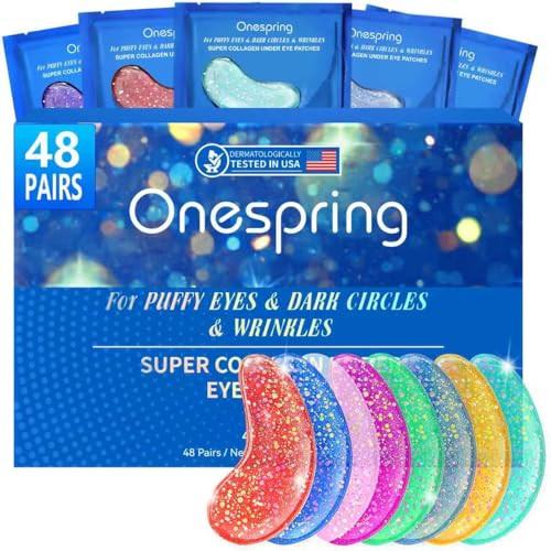 Onespring Eye Masks (48 Pairs) - Bachelorette Party Favors, Collagen Under Eye Patches for Puffy Eyes, Fine Lines and Dark Circles, Spa Party, Bridesmaid, Birthday Gifts for Her | Amazon (US)