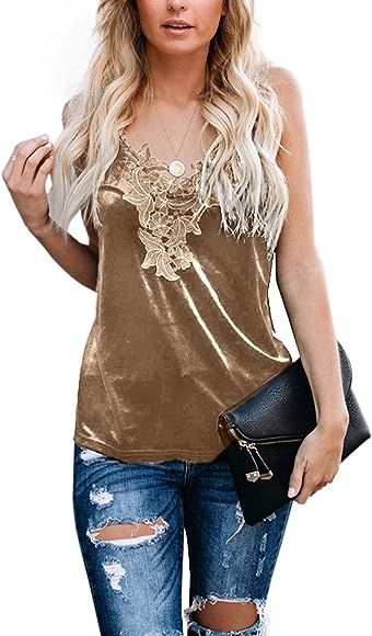 lime flare Women Sexy Dressy Lace Cami Tank Top with Adjustable Spaghetti Strap | Amazon (US)