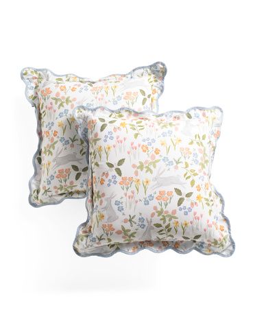 18x18 Set Of 2 Scalloped Smith Field Bunnies Pillows | TJ Maxx