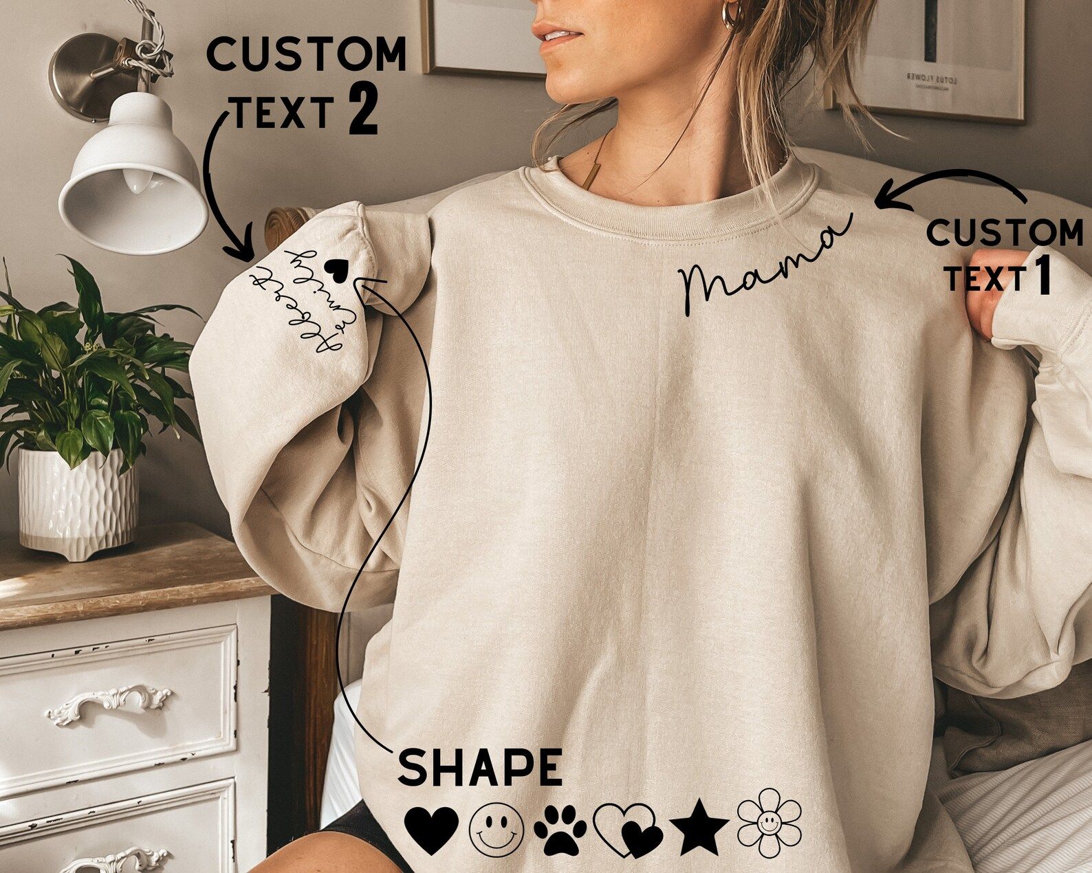Personalized Mama Sweatshirt With Kid Name on Sleeve Custom - Etsy | Etsy (US)