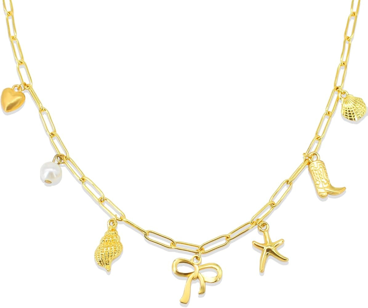 Gold Butterfly Necklace for Women, Dainty Color Cubic Zircon Stereo Butterfly Pendant Necklace | Amazon (US)